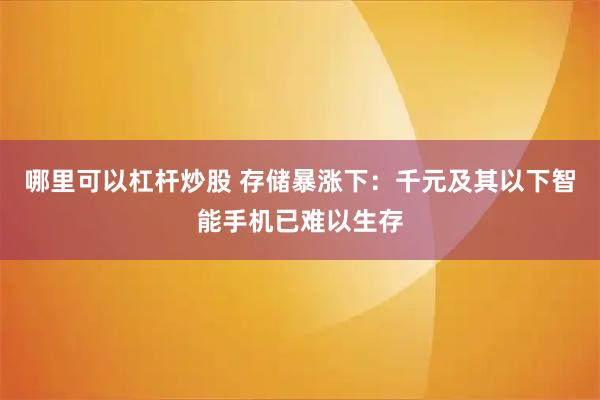 哪里可以杠杆炒股 存储暴涨下：千元及其以下智能手机已难以生存